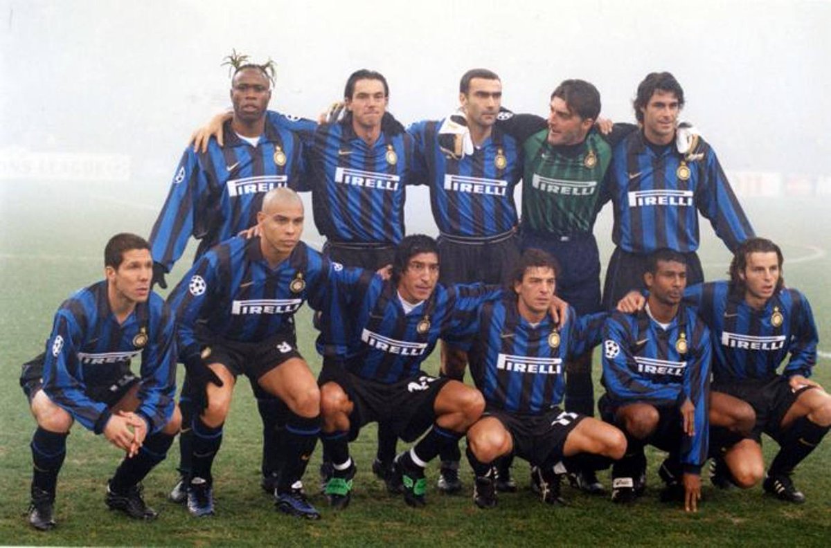98-99 Inter Milan Home Blue&Black Long Sleeve Retro Jerseys Shirt ...